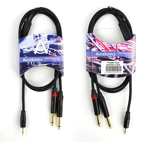 AuraSonics J35Y2J63-1-LONG Коммутационный Y-кабель jack 3.5мм <-> 2 x jack 6.35 мм.